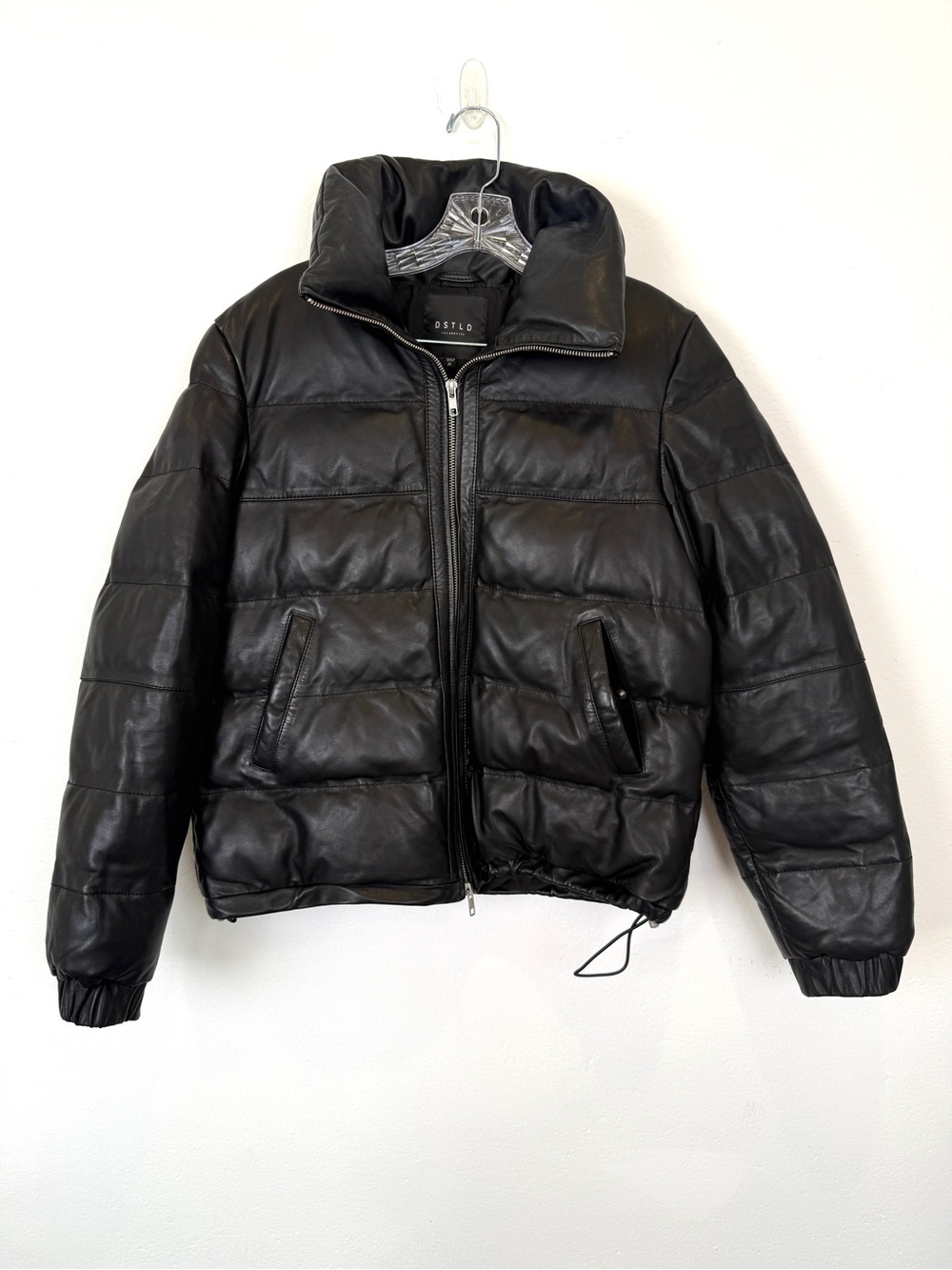 DSTLD Size Medium Black 100% Lamb Leather Goose Down Puffer Jacket